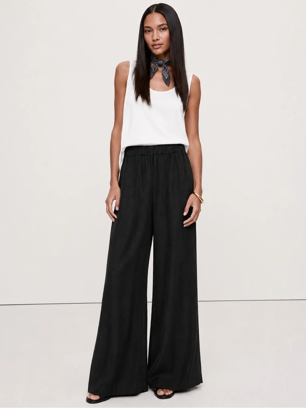 NEW! Banana Republic High-Rise Wide-Leg Viscose-Linen Pant 734121 🖥️1️⃣1️⃣